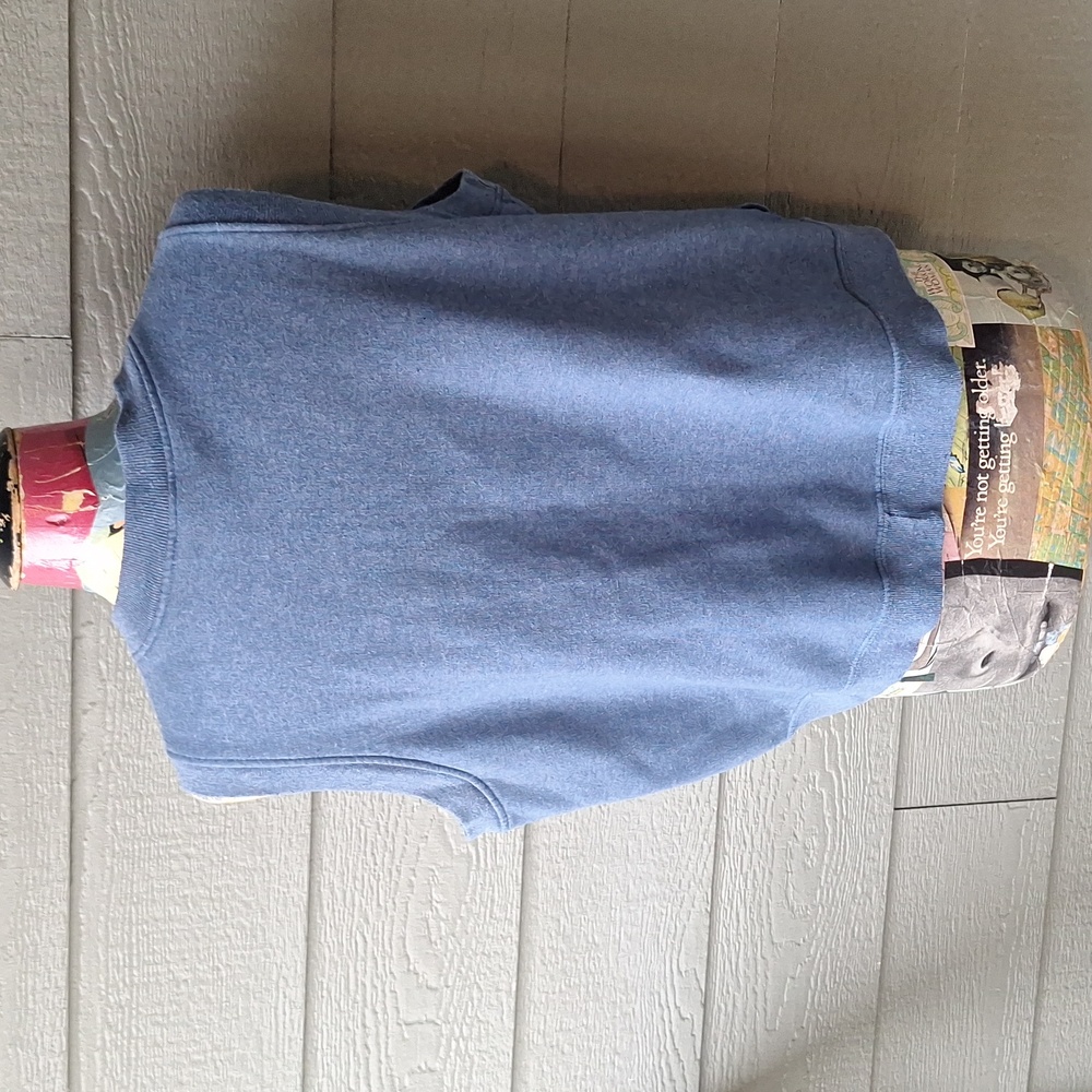 Vintage Hanes Her Way sleeveless cropped sweatshirt vest cardigan blue size XL - Picture 4 of 7